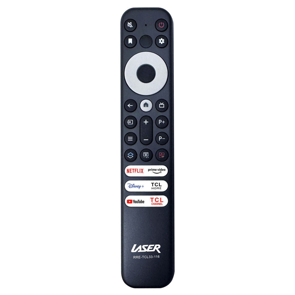 2PK Laser Remote Control for TCL TVs Streaming Shortcuts Soft-touch Black