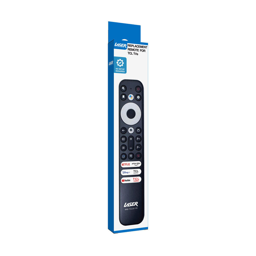 2PK Laser Remote Control for TCL TVs Streaming Shortcuts Soft-touch Black