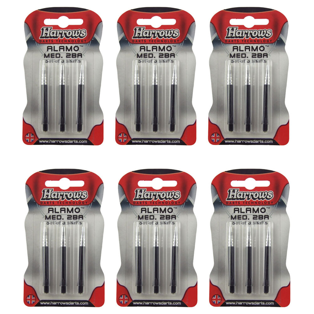 6x 3pc Harrows Alamo Dart Flights Shafts Sports Accessory 2BA Medium Black