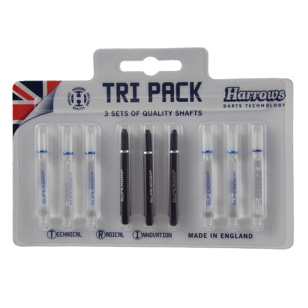 9pc Harrows Supergrip Dart Flight Shafts Sports Accessory Medium Black/White