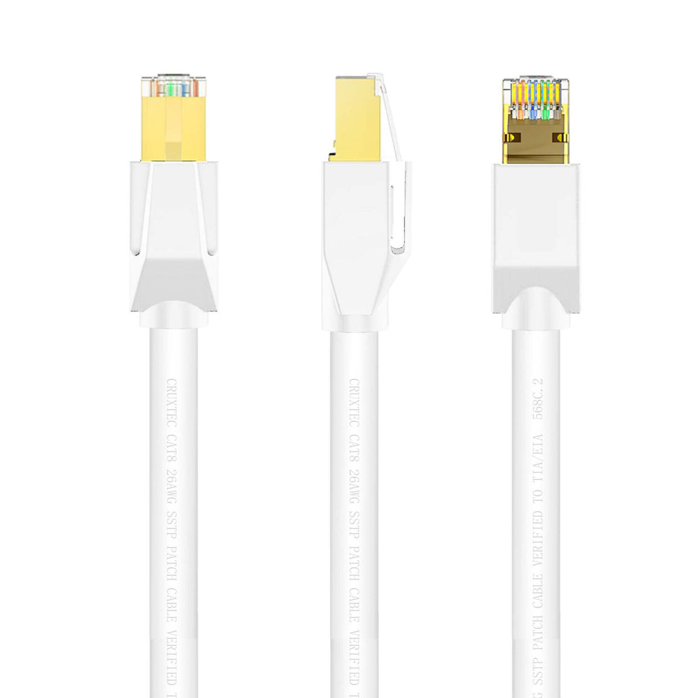 Cruxtec CAT8 SF/FTP Triple Shield PoE Ethernet Cable 15m - White