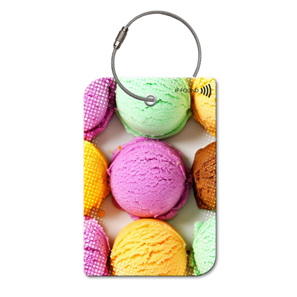 2PK Retreev Icecream Travel Bag Smart Tag Luggage Suitcase Name Card w/ QR