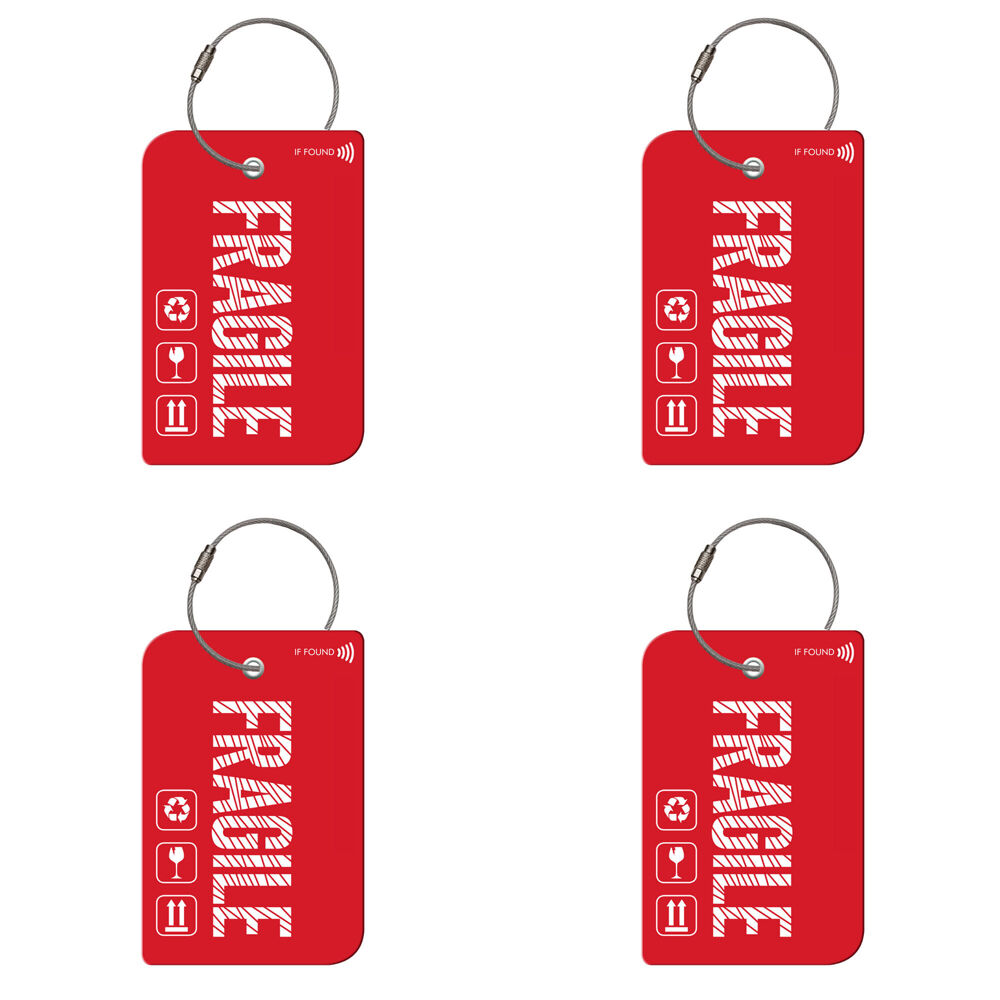 4PK Retreev Fragile Travel Bag Smart Tag Luggage Suitcase Name Card w/ QR
