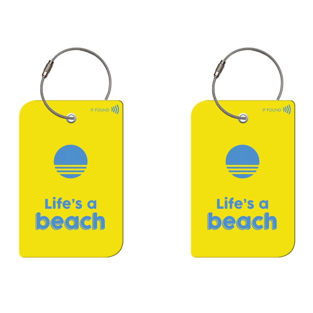 2PK Retreev Life's a Beach Travel Bag Smart Tag Luggage Suitcase Name Card w/ QR