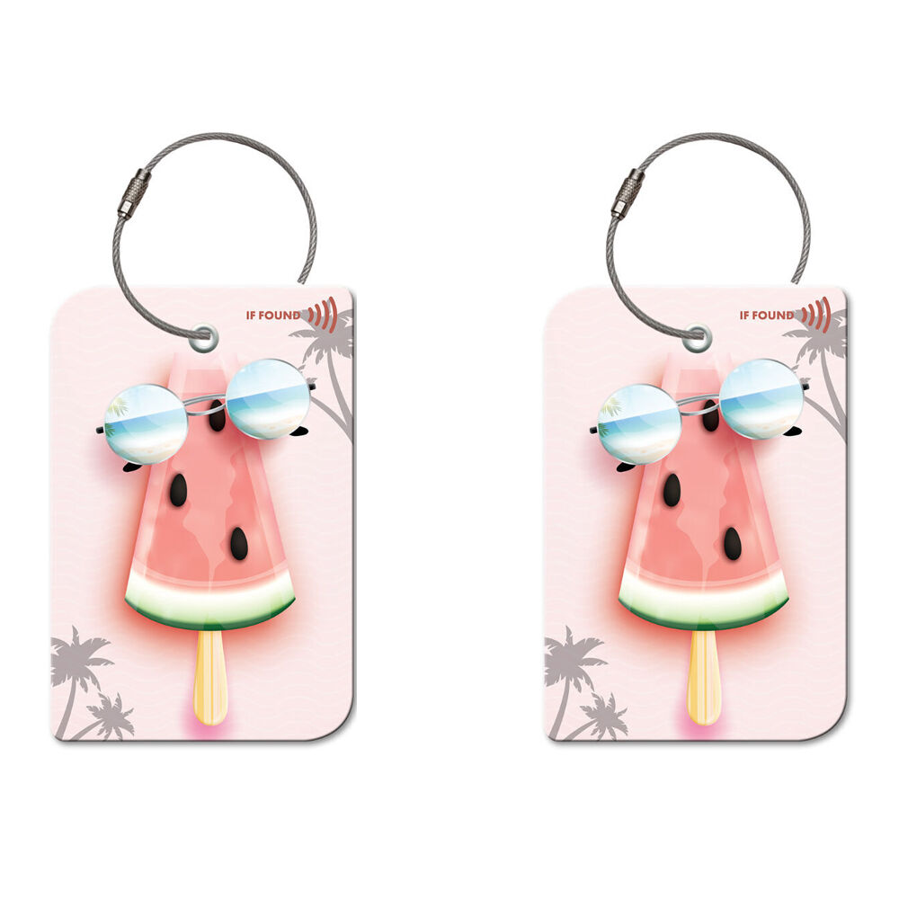2PK Retreev Watermelon Travel Bag Smart Tag Luggage Suitcase Name Card w/ QR