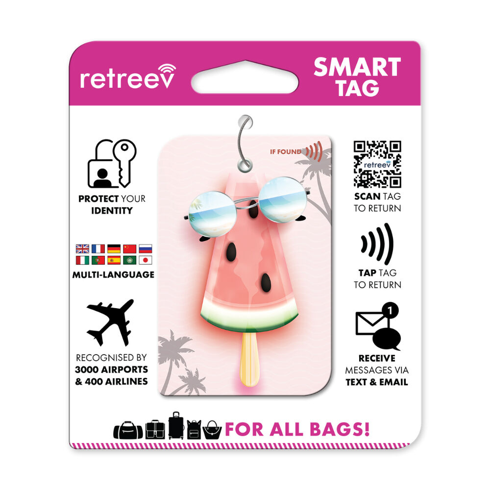 Retreev Watermelon Travel Bag Smart Tag Luggage Suitcase Name Card w/ QR