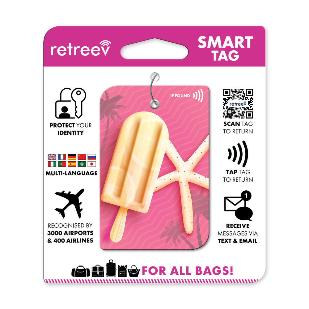 2PK Retreev Lolly Travel Bag Smart Tag Luggage Suitcase Name Card w/ QR