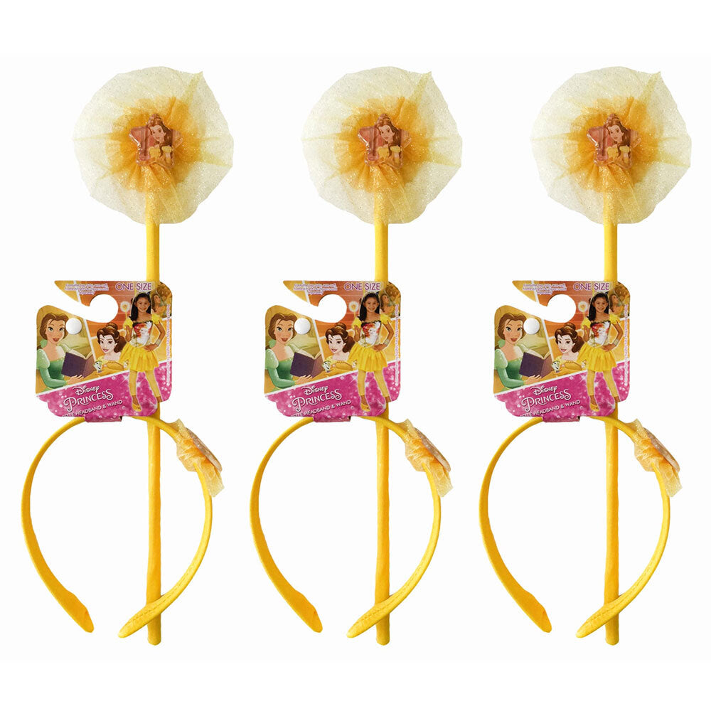 3PK Disney Princess Belle Headband & Wand Costume Accessory - Child