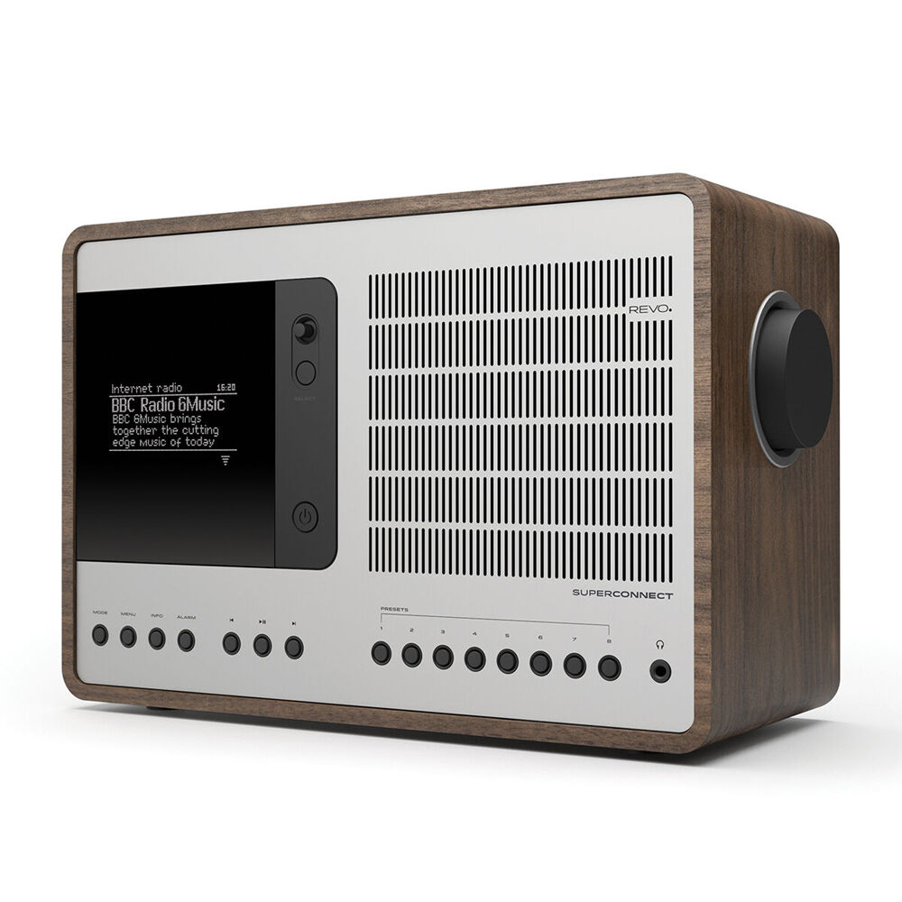 Revo SuperConnect Walnut Internet Radio w/ Bluetooth 27x18cm - Walnut Silver