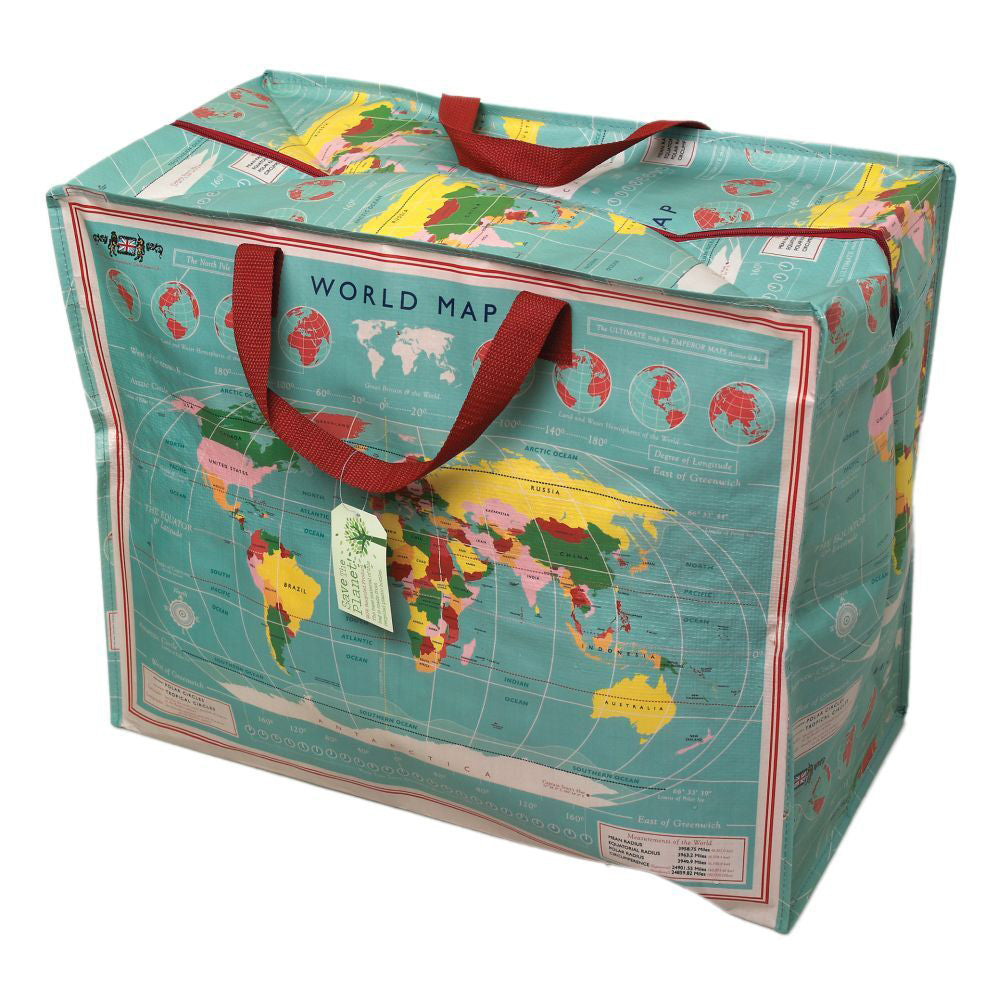 3PK Rex London Jumbo Storage Bag w/ Zip Closure 58x48cm - World Map
