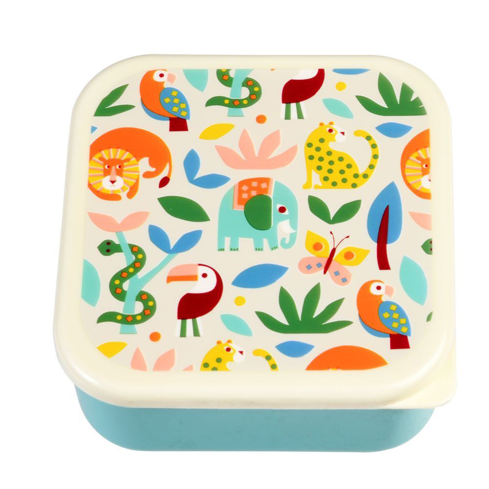 3pc Rex London Kids Plastic Snack Box Square Set - Wild Wonders
