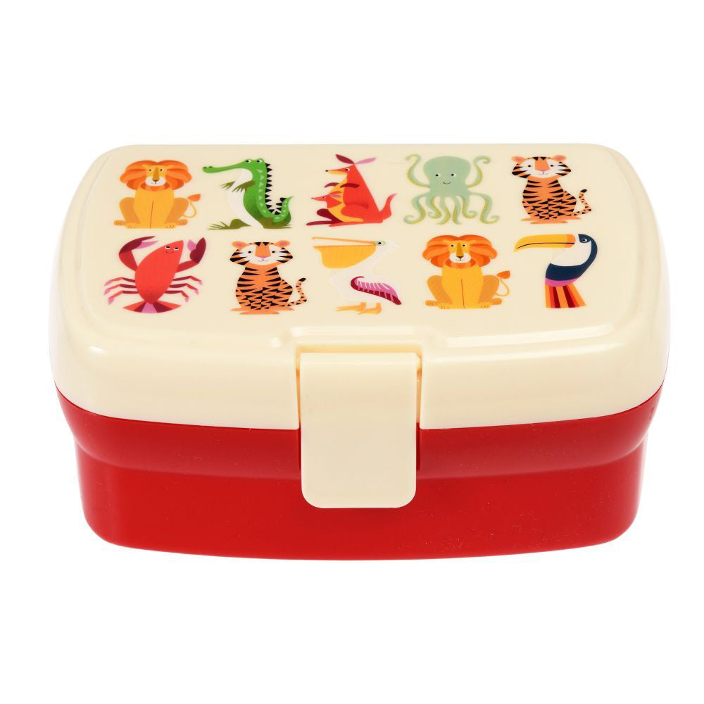 Rex London Kids Plastic Lunch Box Rectangle 17x13cm - Colour Creatures