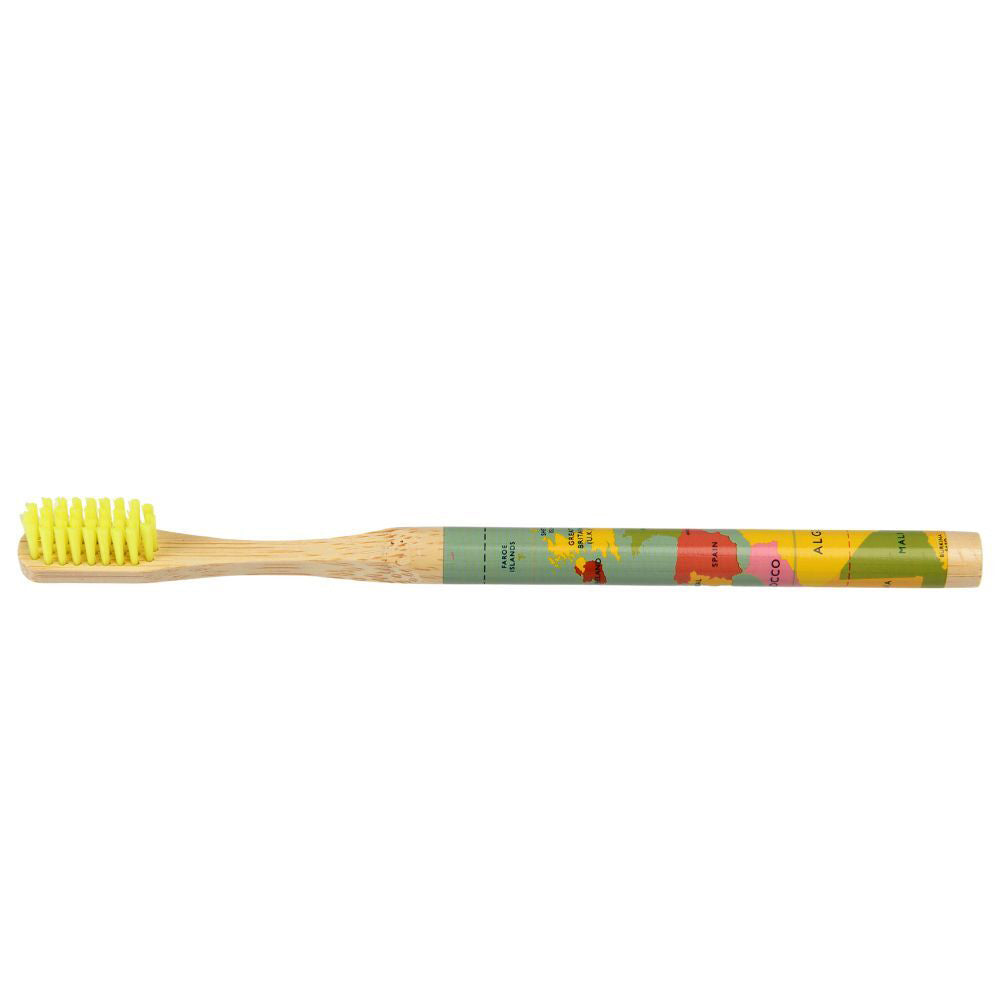 3PK Rex London Bamboo Toothbrush Teeth Cleaner - World Map