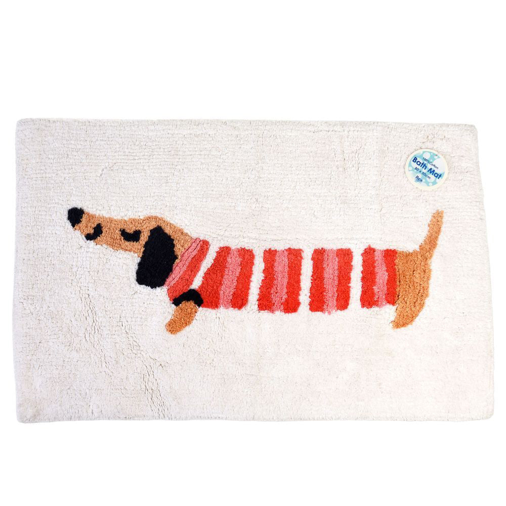 2PK Rex London Tufted Cotton Bathmat Rectangular 50x80cm - Sausage Dog