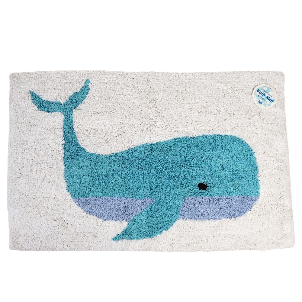 2PK Rex London Tufted Cotton Bathmat Rectangular 50x80cm - Whale
