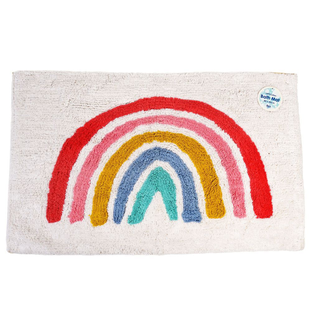 2PK Rex London Tufted Cotton Bathmat Rectangular 50x80cm - Rainbow