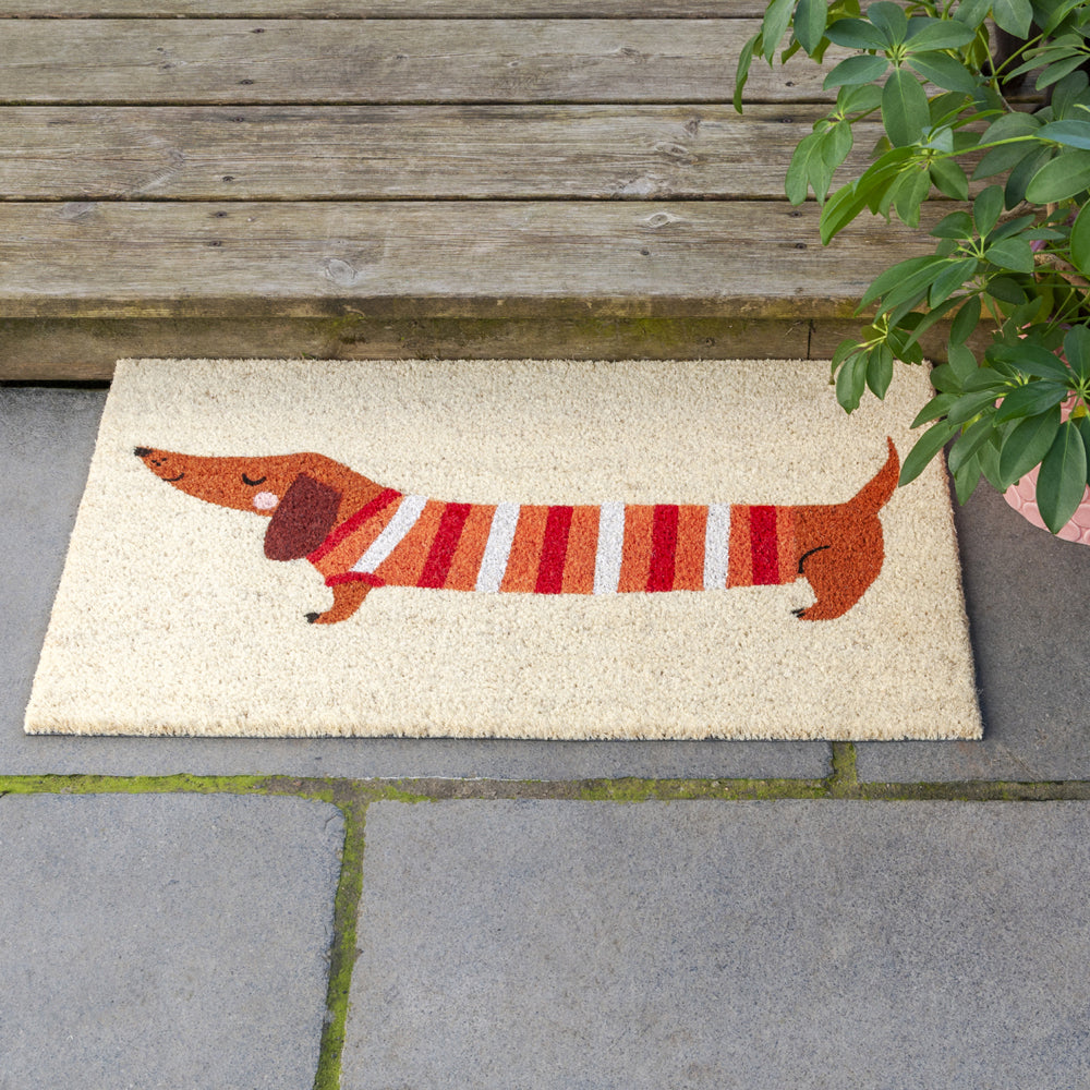 Rex London Coir Outdoor Doormat 73×43cm - Sausage Dog