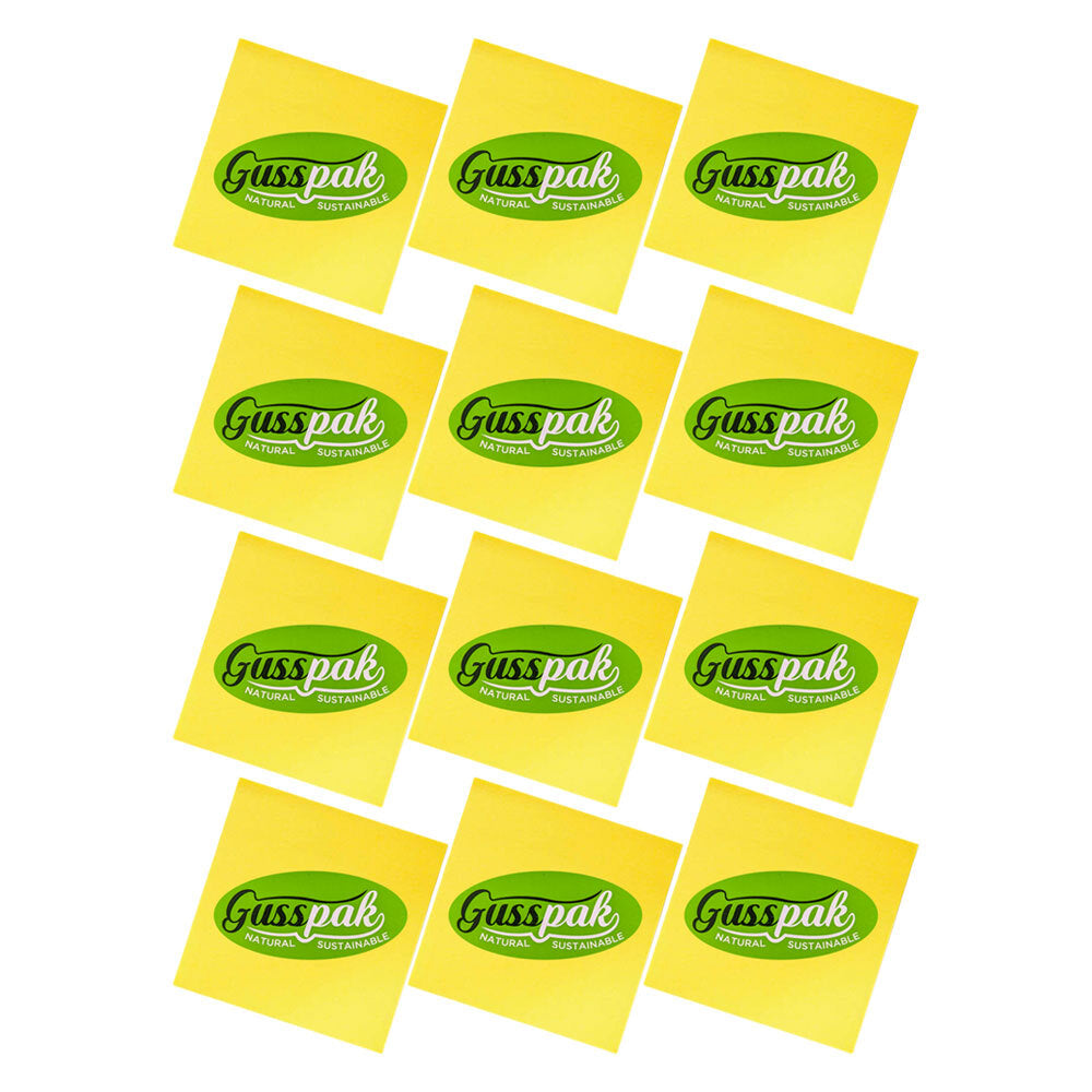 4PK 12pc Gusspak Stick On Notes 76mm x 76mm Yellow 100 Sheets/Pad