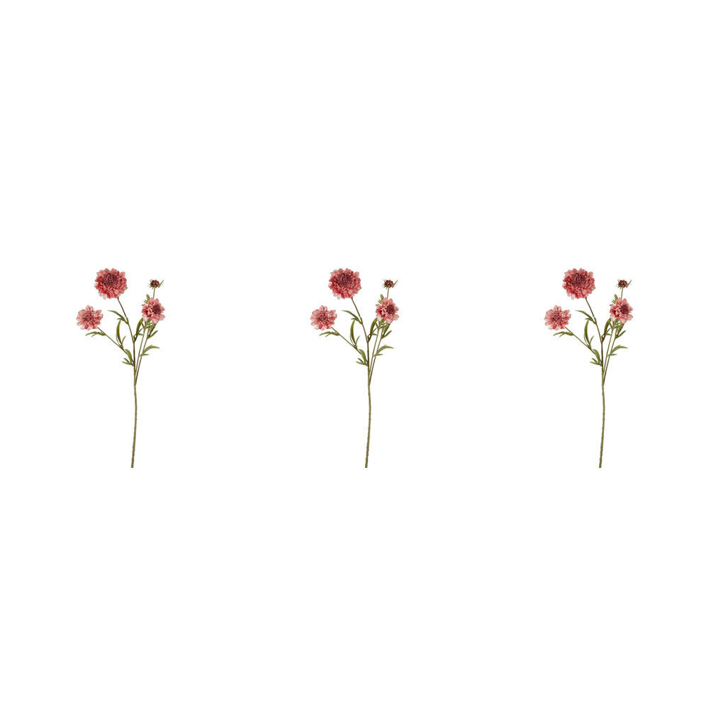 3PK Belle Scabiosa Spray Stem Artificial Flower Plant 80cm - Pink
