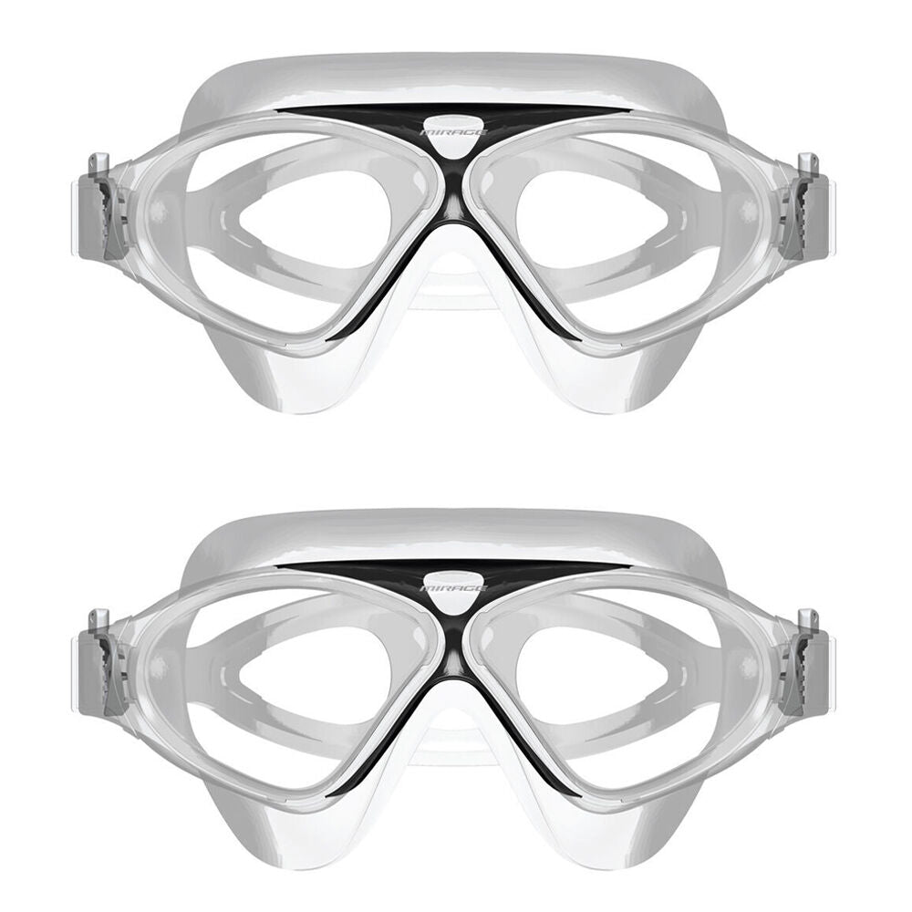 2PK Mirage Adult Lethal Oversized Silicone Swimming Goggles Clear/Black