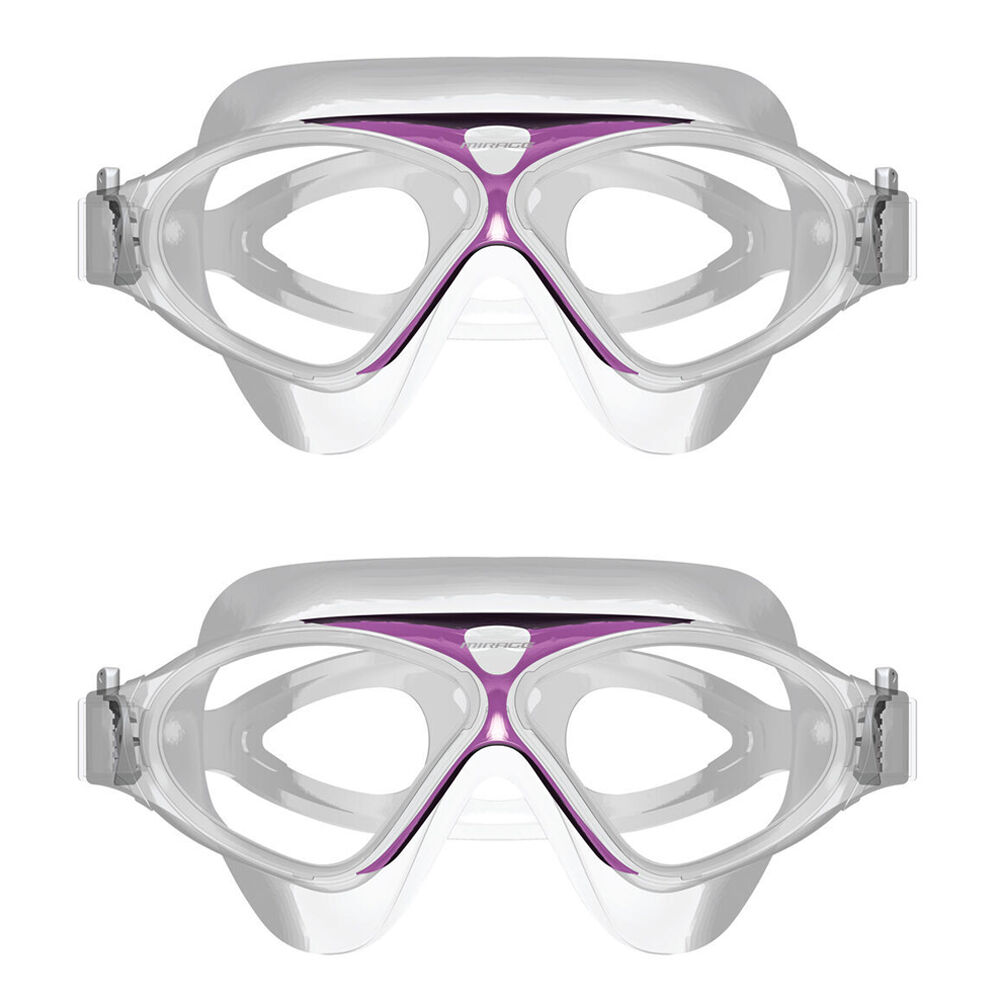 2PK Mirage Adult Lethal Oversized Silicone Swimming Goggles Clear/Purple