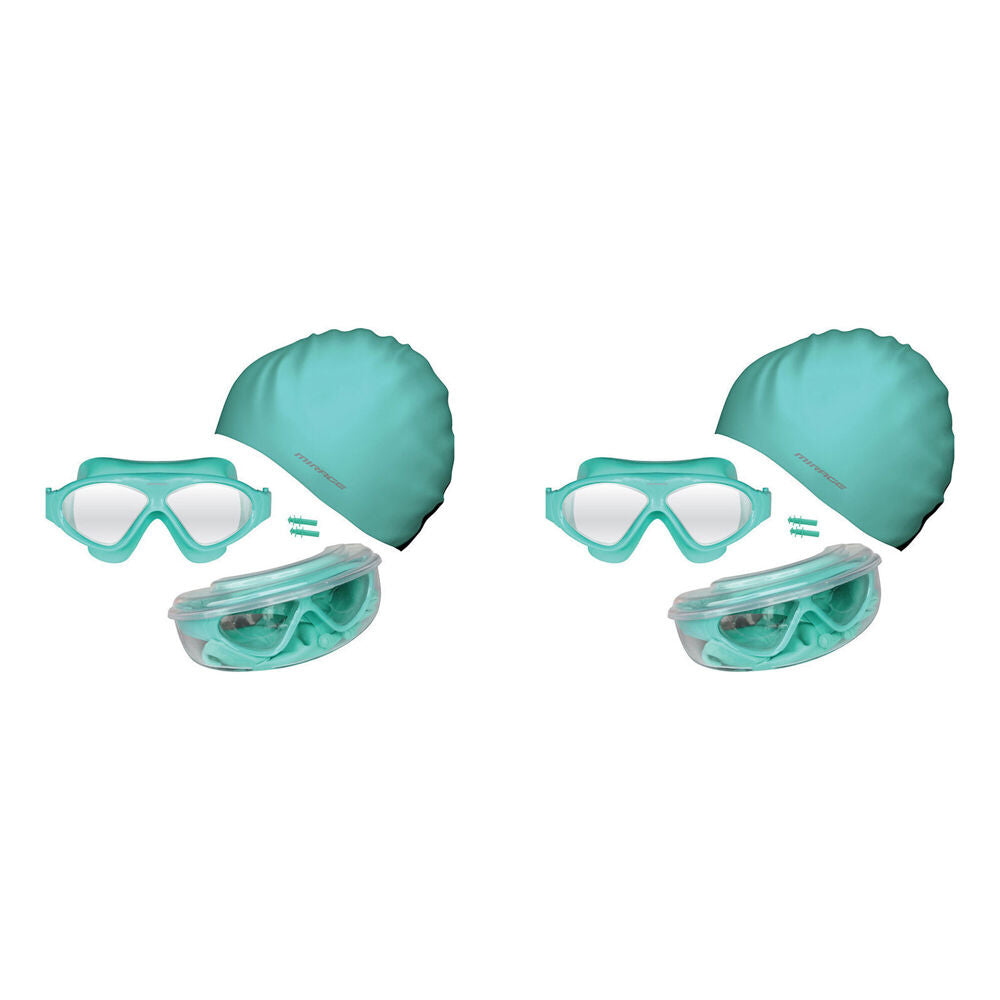 2PK Mirage Bondi Ocean Goggles/Swim Cap/Ear Plugs Swimming Pack Aqua