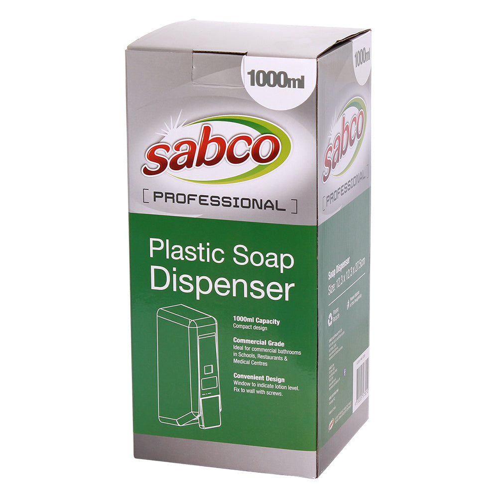 Sabco Professional 1000ml Plastic Soap Dispenser - White