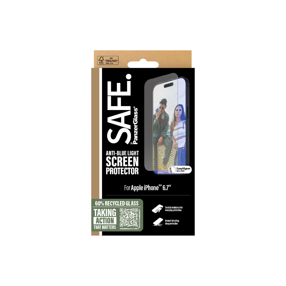 PanzerGlass SAFE UltraWide Fit EyeCare Screen Protector For iPhone 16 Plus