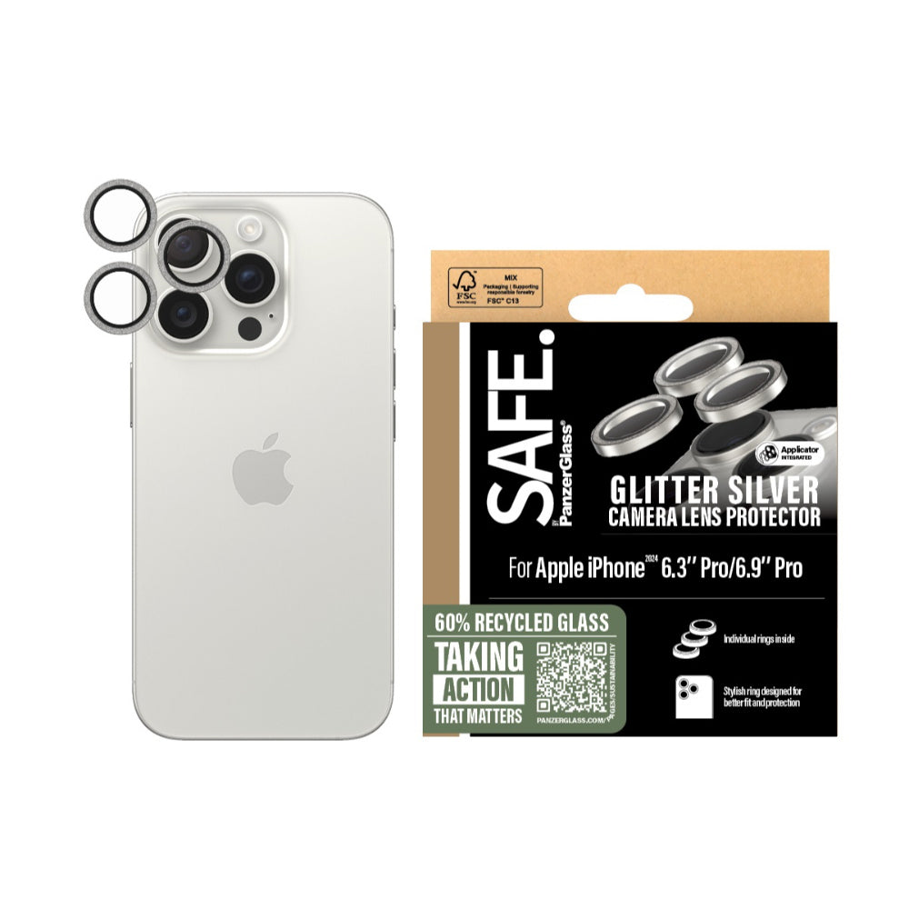 2PK PanzerGlass SAFE Cam Lens Protector For iPhone 16 Pro Pro Max Glitter SLV