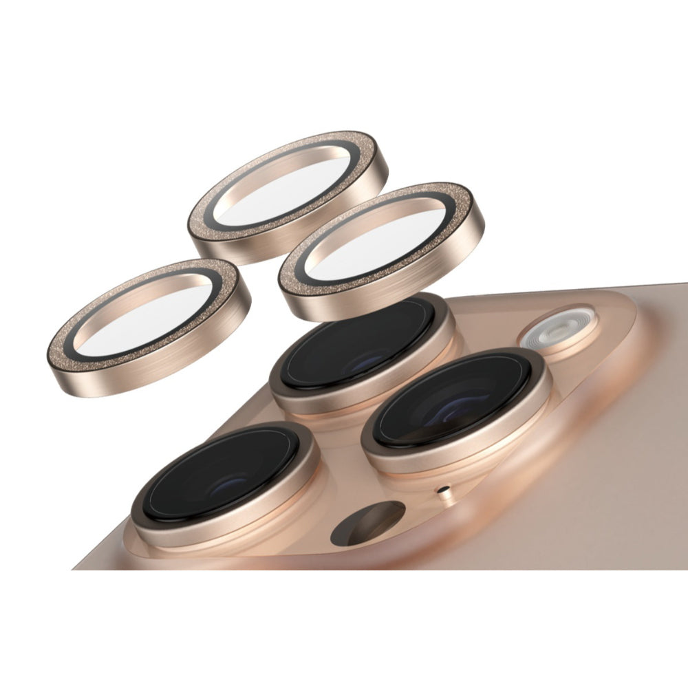 2PK PanzerGlass SAFE Cam Lens Protector For iPhone 16 Pro Max Glitter Gold