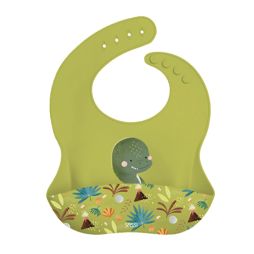 2PK Sassi Silicone Bib Cracky the Dinosaur Baby/Childrens Tableware 6m+