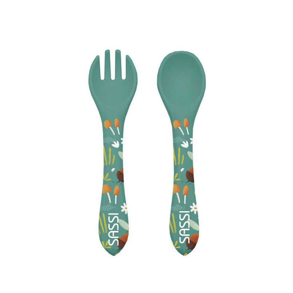 Sassi Baby/Toddler Silicone Spoon & Fork Cutlery Set Crunchy The Fox 6m+
