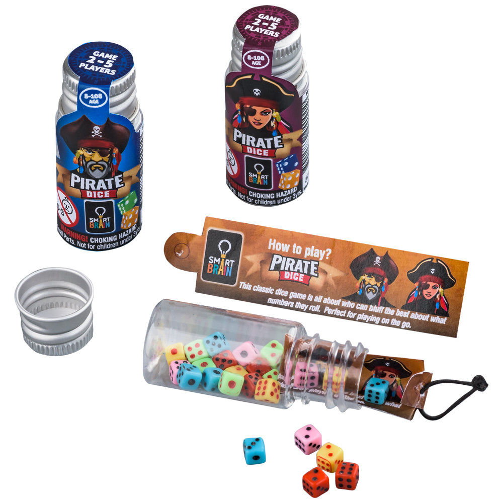 6PK Smart Brain 25-Mini Pirate Dice 2-5 Players Kids/Family Game Toy Assort 8+