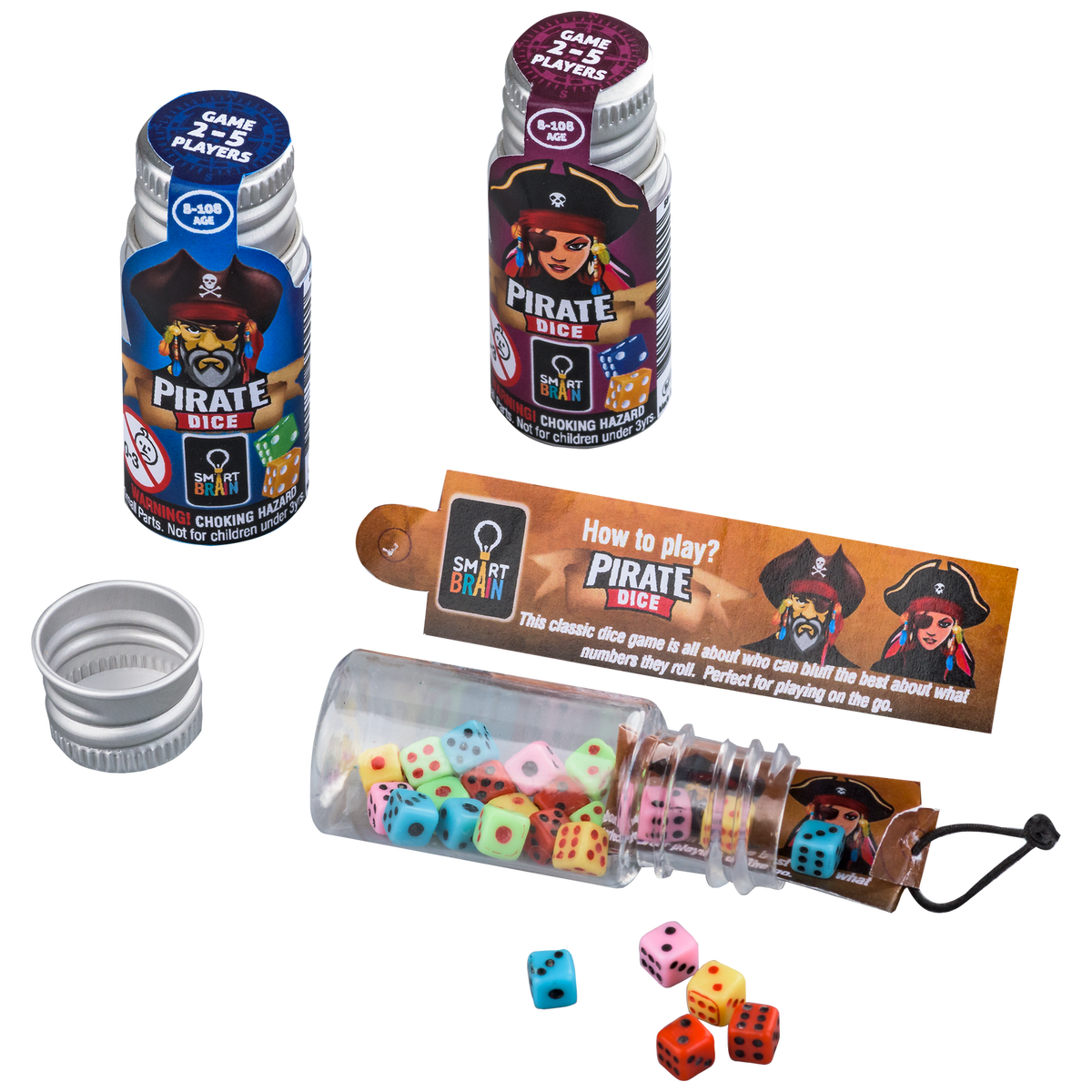 6PK Smart Brain 25-Mini Pirate Dice 2-5 Players Kids/Family Game Toy Assort 8+