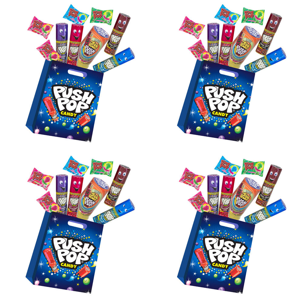 4PK Push Pop Showbag Kids/Children Lollipops Fruity Candy