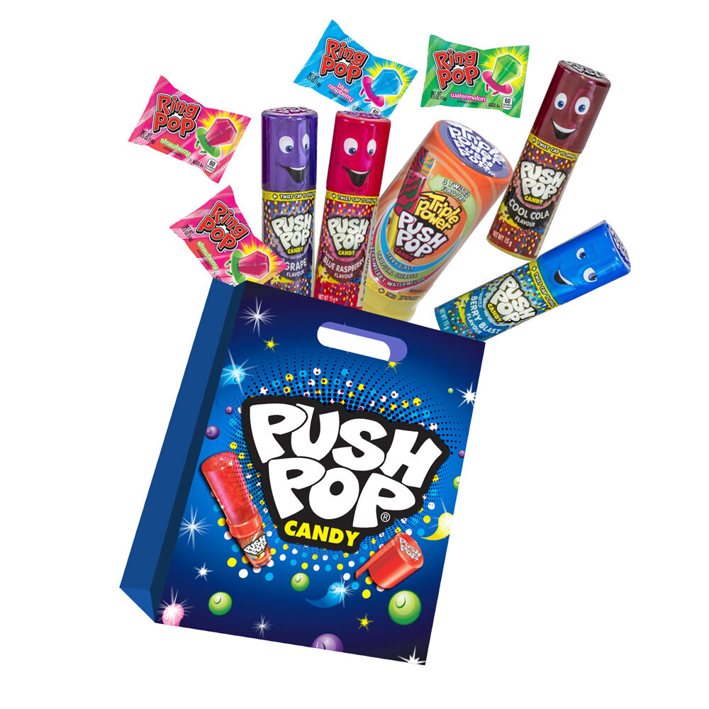 4PK Push Pop Showbag Kids/Children Lollipops Fruity Candy