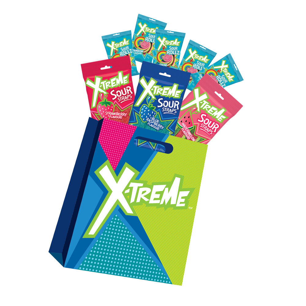 4PK Xtreme Sours Showbag Kids/Child Sour Candy Fun Size Lollies