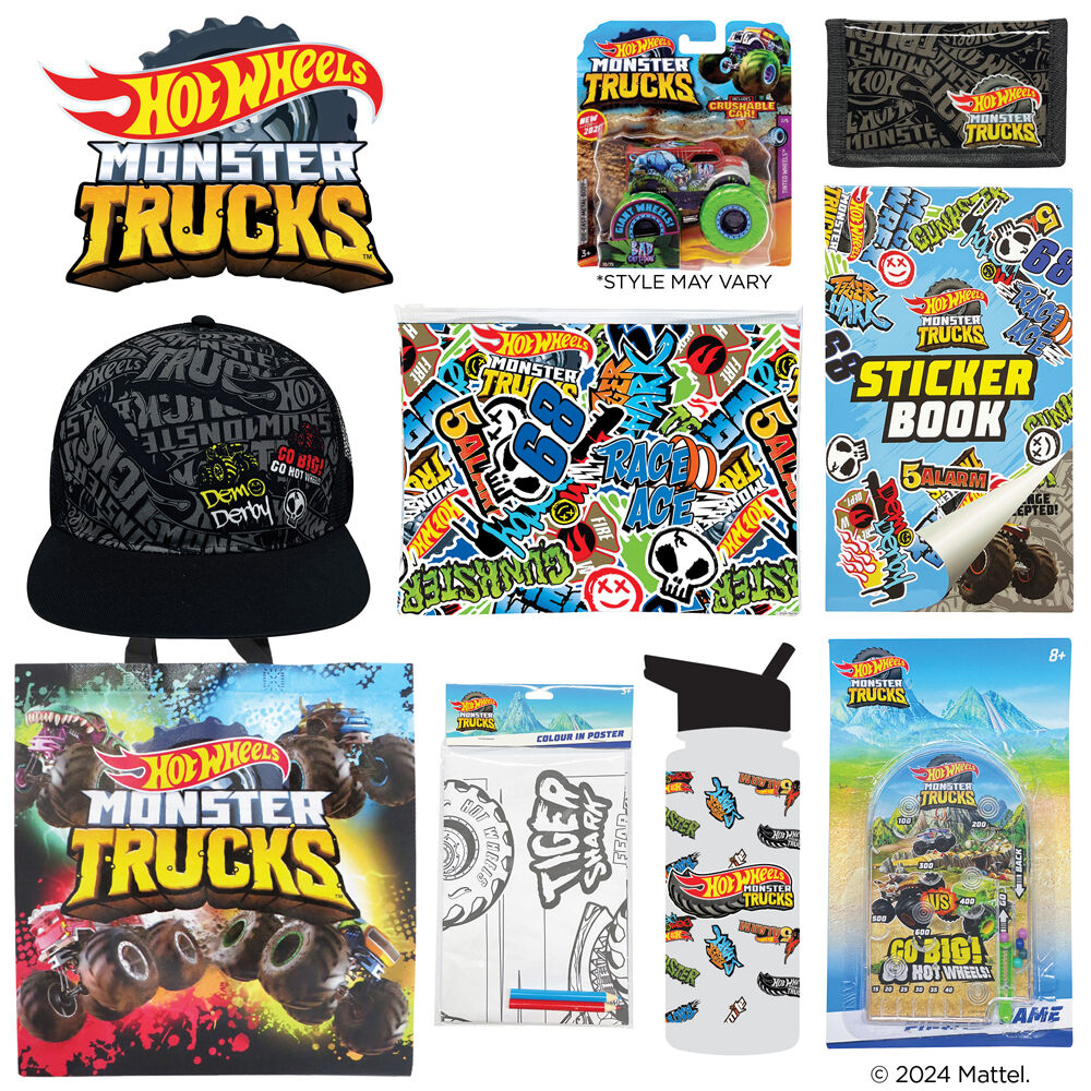 Hot Wheels Monster Truck Showbag S5 w/ Poster/Cap/Pinball/Pencil Case