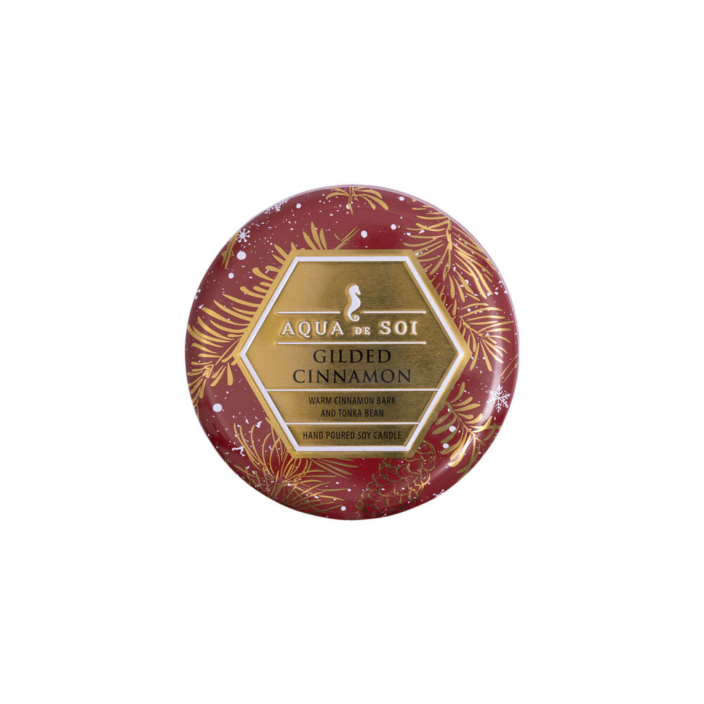 The SOi Co Gilded Cinnamon Decorative Tin 9oz Candle 9.5x9.5cm - Red