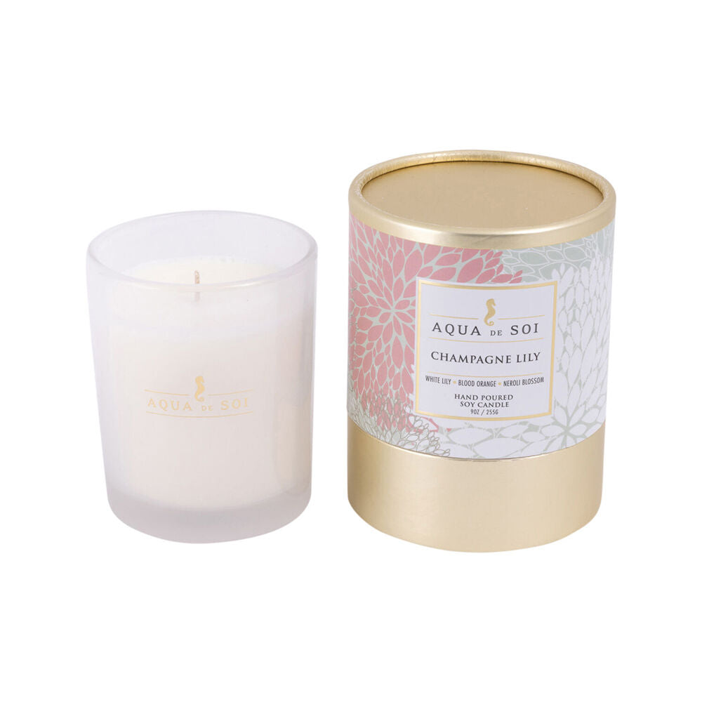 The SOi Co Champagne Lily Boxed Wax Candle 9oz 7.5x9.5cm - White