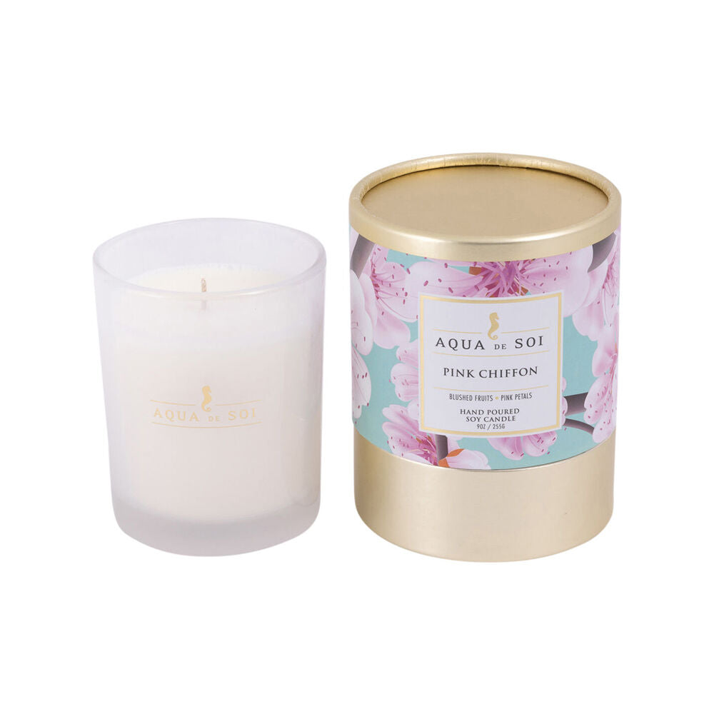The SOi Co Pink Chiffon Boxed Wax Candle 9oz 7.5x9.5cm - White