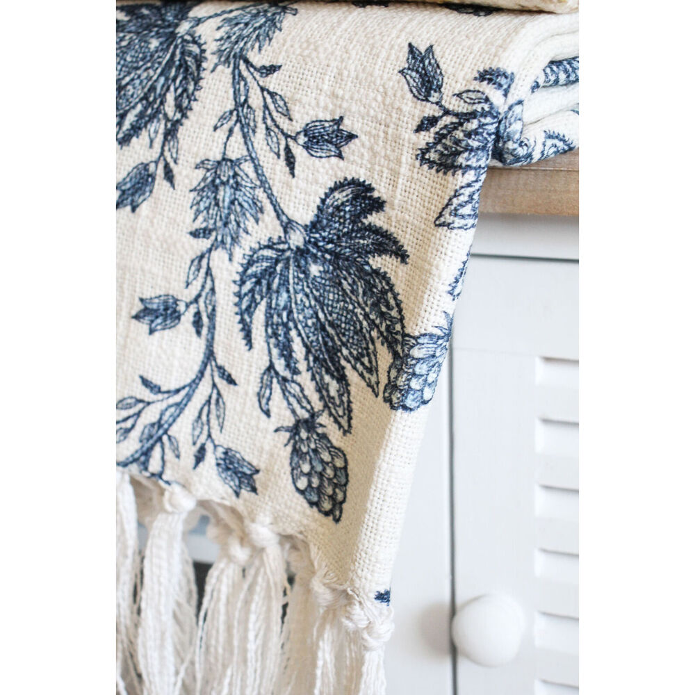 LVD Oramental 100% Cotton Decorative Throw Blanket 125x150cm Blue/White