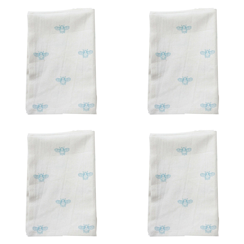 4PK LVD Cotton Stonewash 45cm Square Table Napkin - Bee Blue
