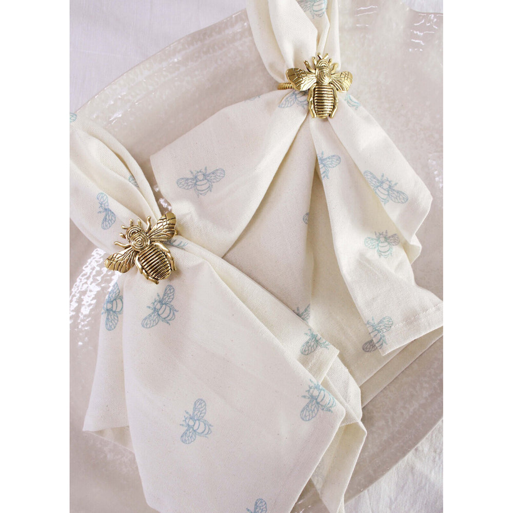 4PK LVD Cotton Stonewash 45cm Square Table Napkin - Bee Blue