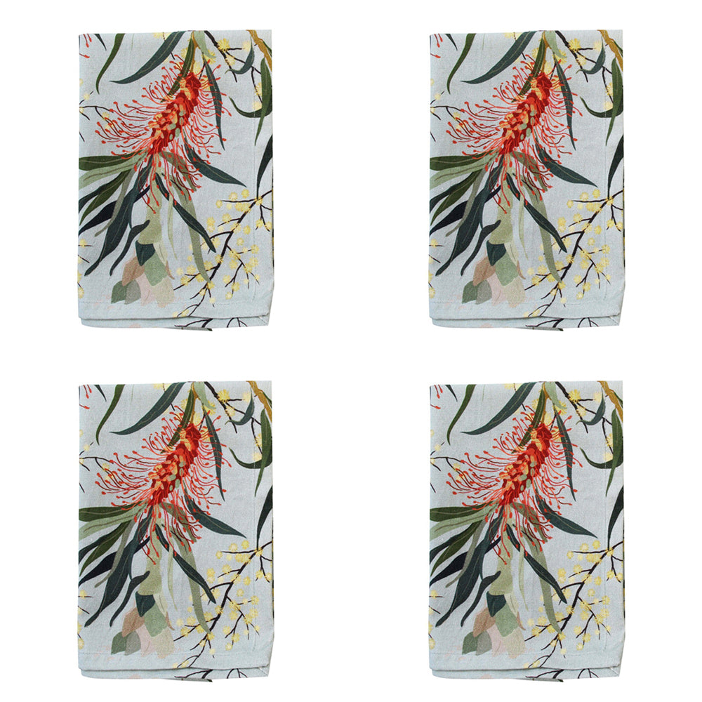 4PK LVD Cotton Stonewash 45cm Square Table Napkin - Gum Flower