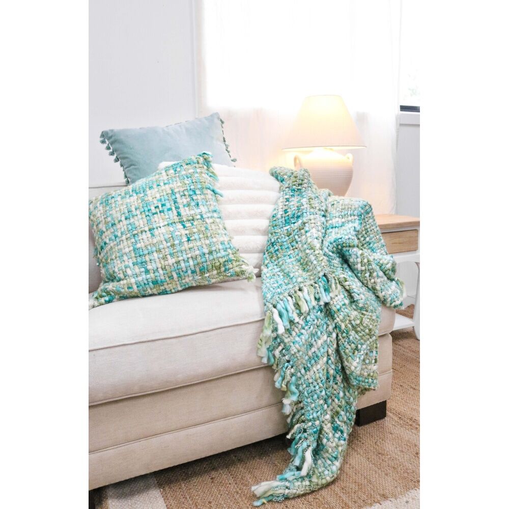 LVD Acrylic Chunky Knitted Throw Soft Sea Marine 130x170cm