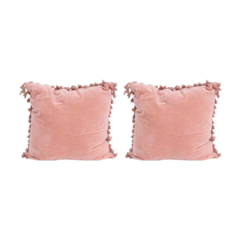 2PK LVD Cushion Velvet Tassels Blush Home/Lounge Decor 50cm Square