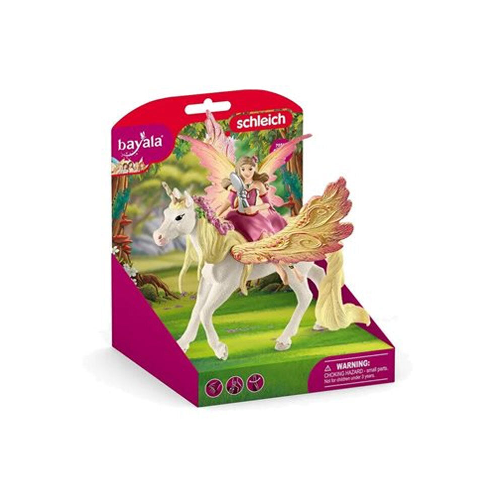 3pc Schleich 7.1'' Fairy Feya w/ Pegasus Unicorn Figure Kids Toy Set 5-12y