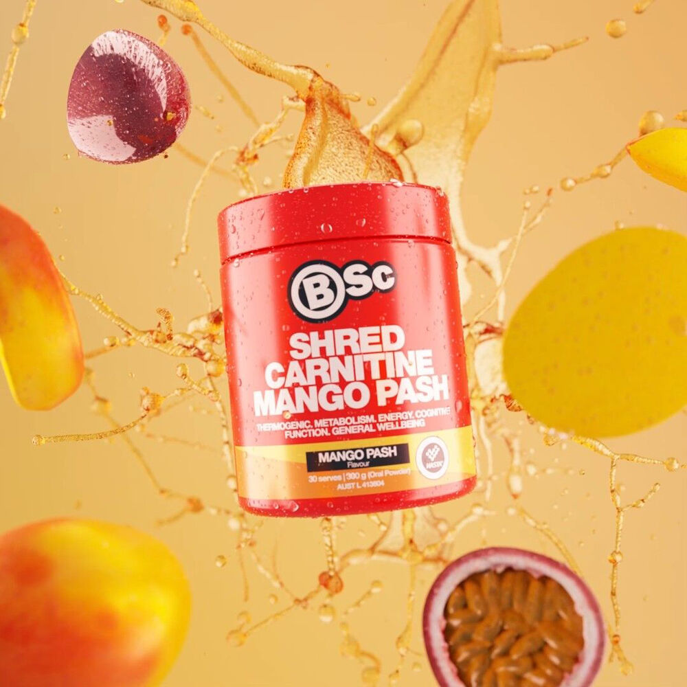 BSc Shred Carnitine 30 Serves Wellbeing Supplement 300g Mango Passionfruit
