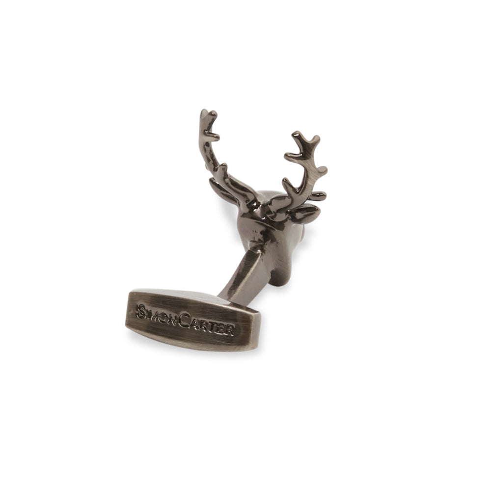 Simon Carter Mens Formal Suit Metal Stag Cufflink - Silver